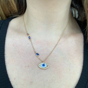 Boutique Gold and blue Greek Eye Necklace
